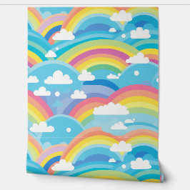 Kinderzimmer Pastel Rainbows und Wolken Tapete