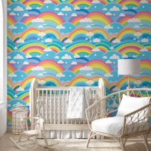 Kinderzimmer Pastel Rainbows und Wolken Tapete