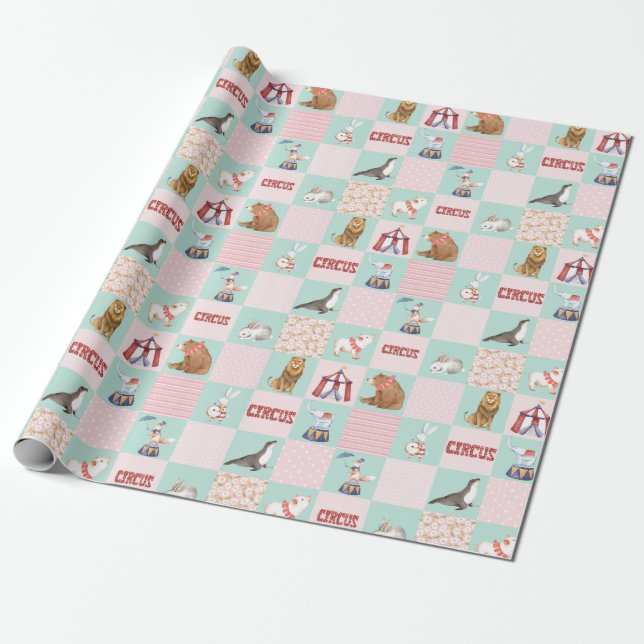 Kinderzimmer Patchwork Circus Pastell Muster Geschenkpapier (Ungerollt)