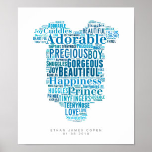 Kinderzimmer Poster Baby Boy Babywachsen Neugebore