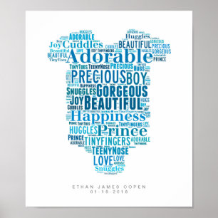 Kinderzimmer Poster Baby Boy Babywachsen Neugebore