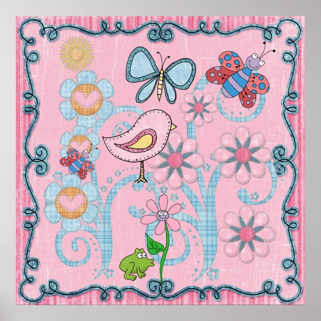 Kinderzimmer Poster Girls Baby Kinder Pink Blue (Vorne)