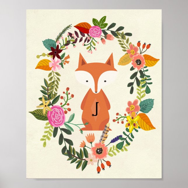 Kinderzimmer-Poster-Monogramm-Fuchs Poster (Vorne)