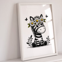 Kinderzimmer Prints | Zebra Animal Safari Girls