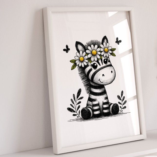 Kinderzimmer Prints | Zebra Animal Safari Girls Poster (Zebra Nursery Art Print)