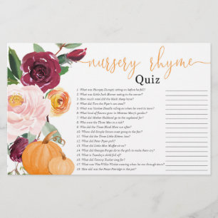 Kinderzimmer-Quiz Herbst Blumenkürbis Babydusche