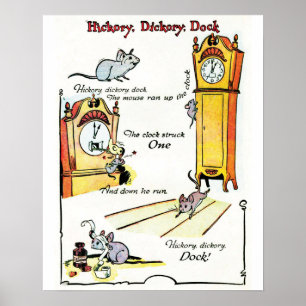 Kinderzimmer Rhyme "Hickory Dickory Dock" Poster