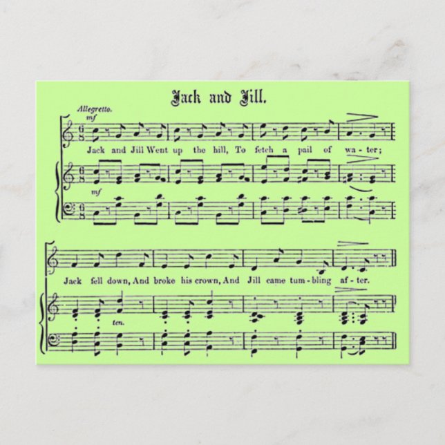 Kinderzimmer Rhyme Jack und Jill Postcard Postkarte (Vorderseite)