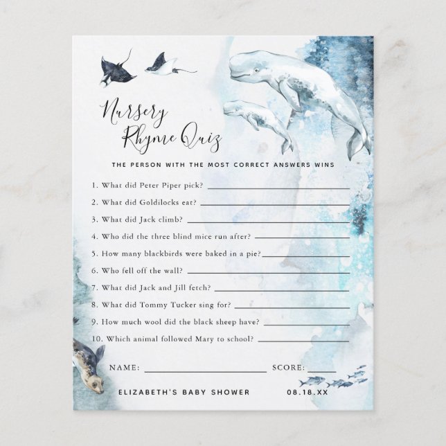 Kinderzimmer Rhyme Quiz | Baby Showspiel (Vorderseite)