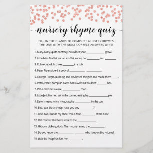 Kinderzimmer Rhyme Quiz Baby Showspiel mit Antwort