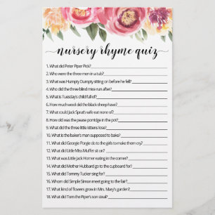 Kinderzimmer Rhyme Quiz Baby Showspiel mit Antwort