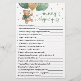 Kinderzimmer Rhyme Quiz Game Baby Dusche Teddy Bär