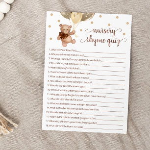Kinderzimmer Rhyme Quiz Game Teddy Bear Card Einladung