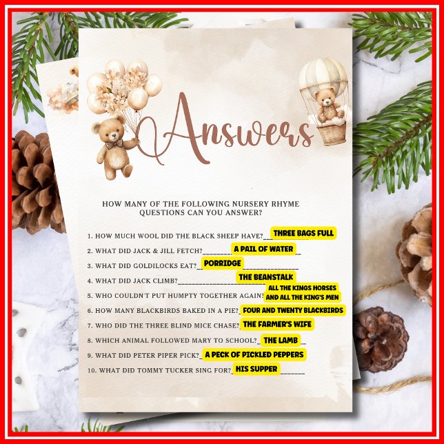 KINDERZIMMER RHYME QUIZ Kinderduschenspiel Niedlic Einladung (Von Creator hochgeladen)