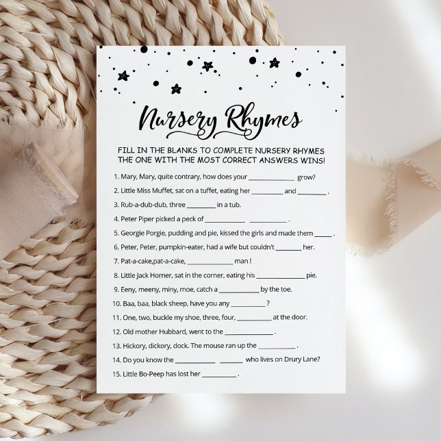 Kinderzimmer Rhyme Quiz Kinderspielkarte Einladung (Von Creator hochgeladen)