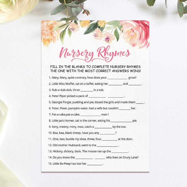 Kinderzimmer Rhyme Quiz Kinderspielkarte Einladung (Von Creator hochgeladen)