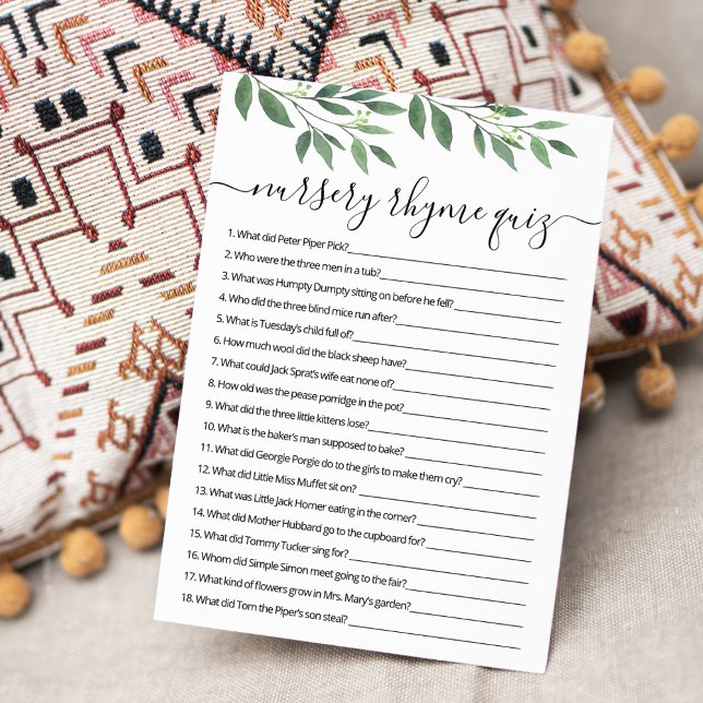 Kinderzimmer Rhyme Quiz Kinderspielkarte Einladung (Von Creator hochgeladen)