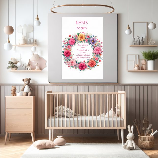 Kinderzimmer-Rhyme "Ring a Ring O Rose" personalis Poster (Cute nursery rhyme personalize poster. Great gift for baby shower.)