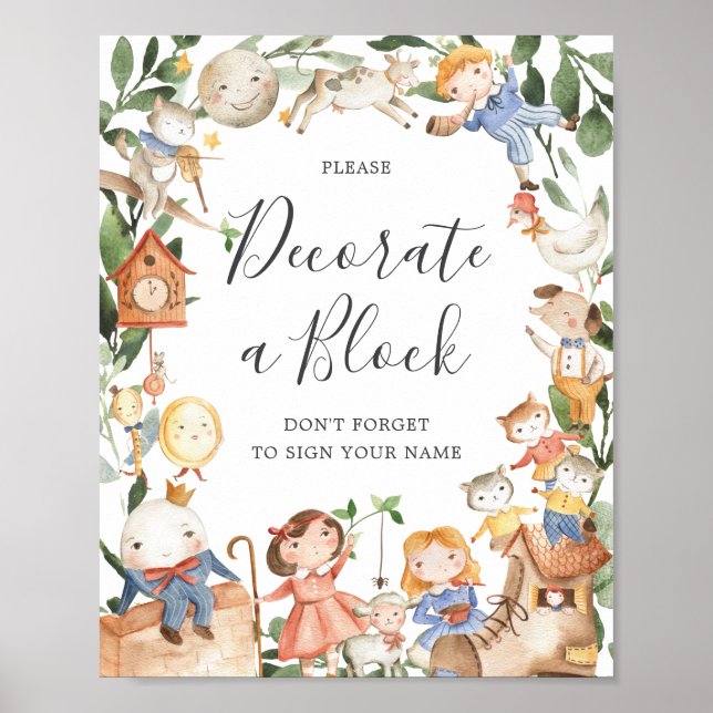 Kinderzimmer Rhymes Baby Dusche Dekorieren ein Blo Poster (Vorne)