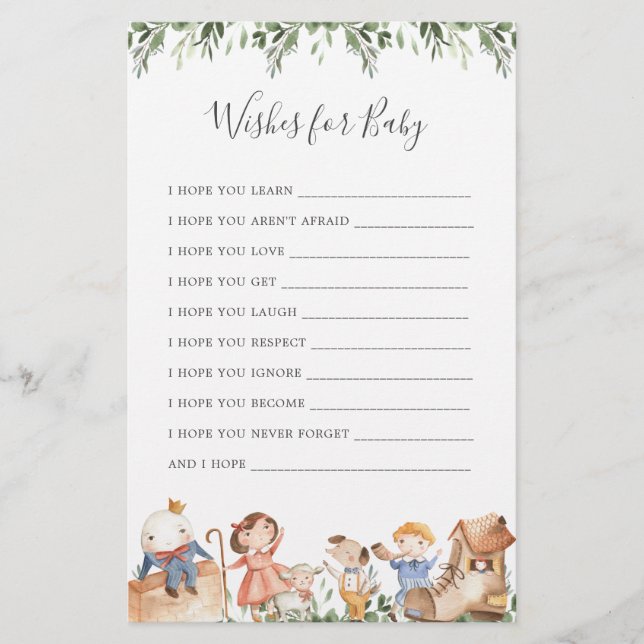 Kinderzimmer Rhymes Baby Dusche Wünsche für Baby (Vorderseite)