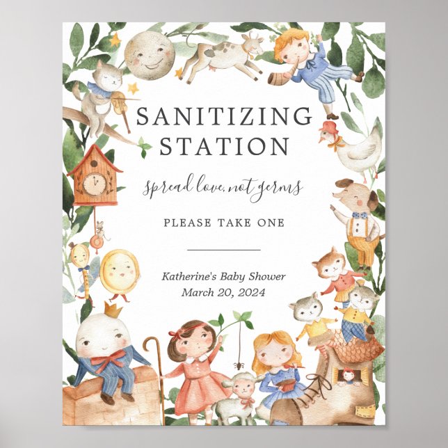 Kinderzimmer Rhymes Baby Shower Sanitizstation Sch Poster (Vorne)