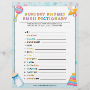 Kinderzimmer Rhymes Emoji Pictionary [Baby Basics Briefbogen