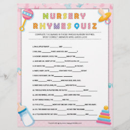 Kinderzimmer Rhymes Quiz [Baby Basics Pink] Briefbogen