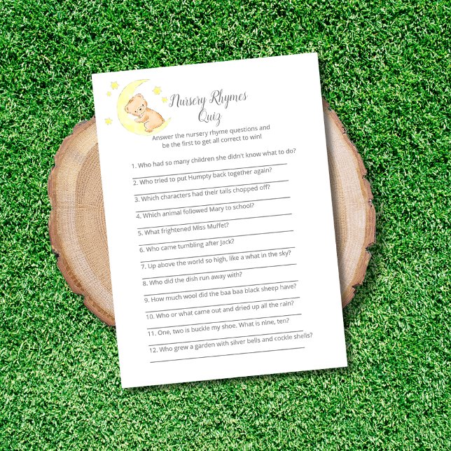 Kinderzimmer Rhymes Quiz Baby Sprinkle Game Card (Von Creator hochgeladen)