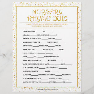Kinderzimmer Rhymes Quiz [Goldene Glitzern] Briefbogen
