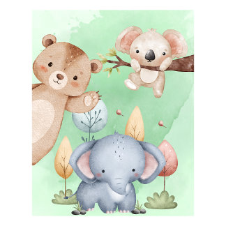 Kinderzimmer Safari-Tiere Wandkunst Poster