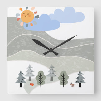 Kinderzimmer-Uhr Quadratische Wanduhr