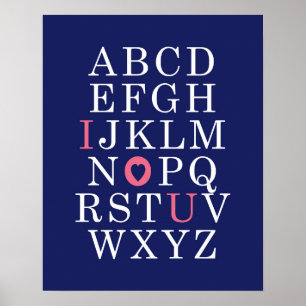 Kinderzimmer Wand Art Alphabet Rosa Mädchen Poster