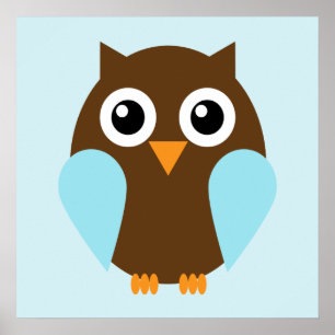 Kinderzimmer-Wandbild mit Cartoon-Eule Poster