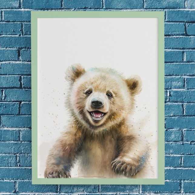 Kinderzimmer Watercolor Bear Cub Woodland Animal Poster (Von Creator hochgeladen)