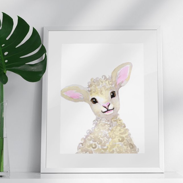 Kinderzimmer Watercolor Woodland Farm Baby Sheep Poster (Von Creator hochgeladen)