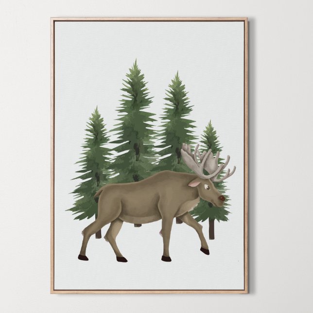 Kinderzimmer Woodland Animal Moose Wand Deco Poster (Nursery Woodland Animal Moose Wall Art Decor, tree, forest
)