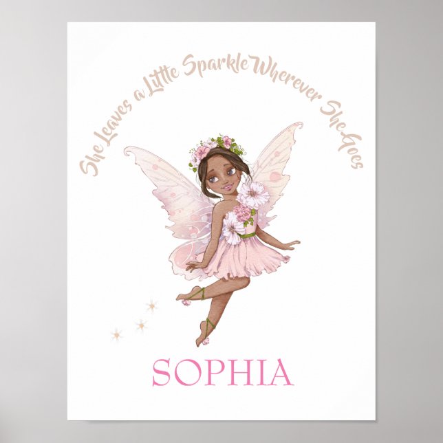 Kinderzimmer Zitat Niedlich Fairy Pink Dark Haar P Poster (Vorne)