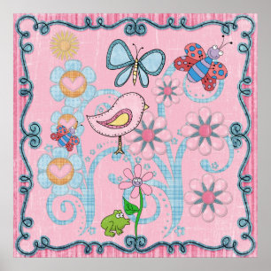 Kinderzimmerposter Mädchen Baby Kinder Rosa Blau Poster