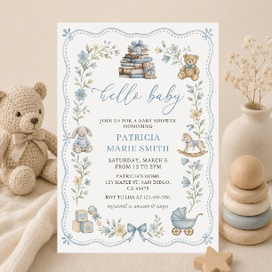 Kinderzimmerspielzeug Blaue Florale Babyparty-Einl Einladung