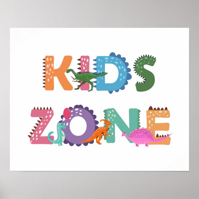 Kinderzone Dinosaurier Poster (Vorne)