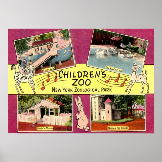 Kinderzoo, Bronx Zoo, NY Vintag Poster (Vorne)