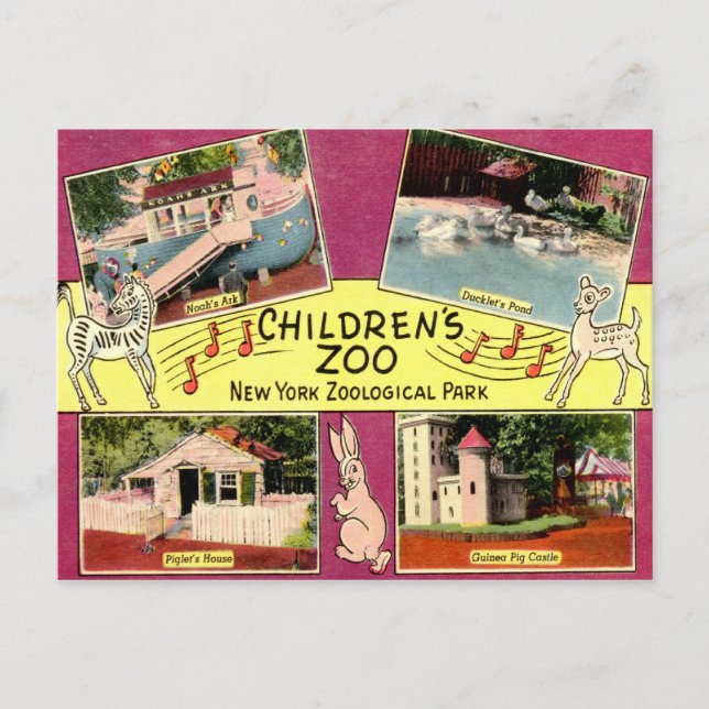 Kinderzoo, Bronx Zoo, NY Vintag Postkarte (Vorderseite)