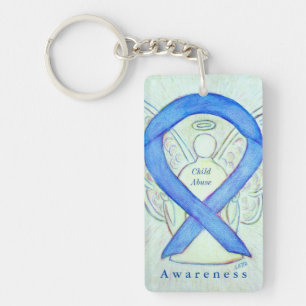 Kindesmissbrauch Angel Blue Awareness Ribbon Schlü Schlüsselanhänger