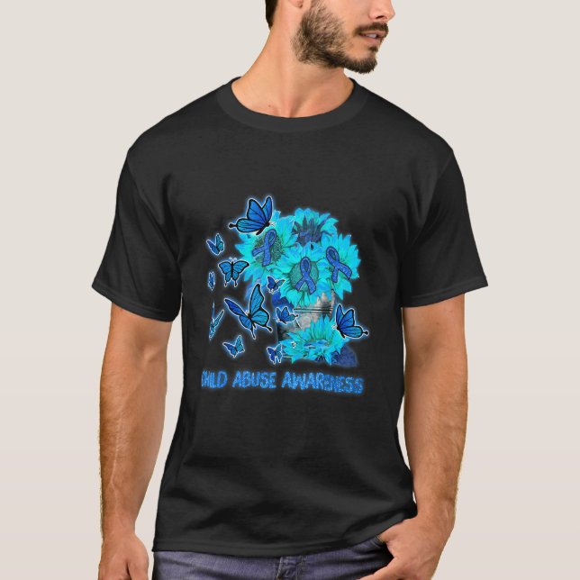 Kindesmissbrauch Bewusstsein Sonnenblume Leuchtbla T-Shirt (Vorderseite)
