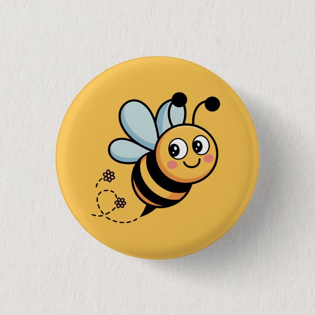 Kindgerechte Bienenmaskottchen mit gepunkteter Spu Button (Vorderseite)