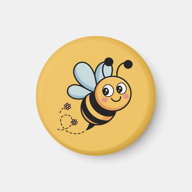 Kindgerechte Bienenmaskottchen mit gepunkteter Spu Magnet (Vorne)