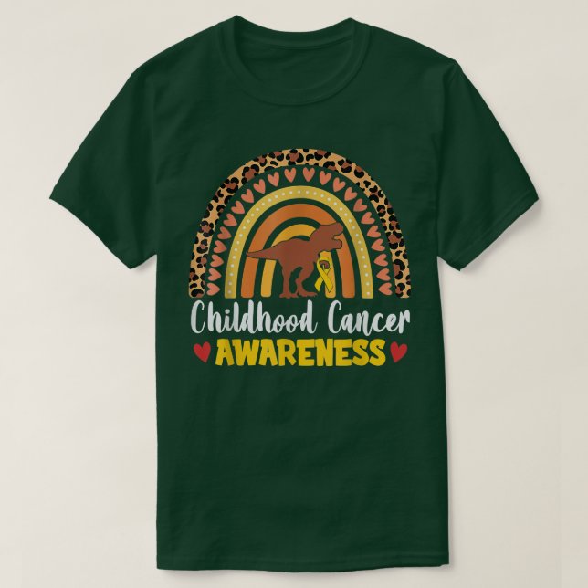 Kindheit Krebs Bewusstsein Dinosaurier Gold Ribbon T-Shirt (Design vorne)