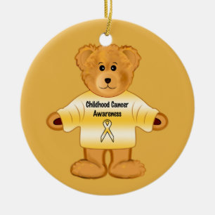 Kindheits-Krebs-Bewusstsein mit Teddybären Keramik Ornament