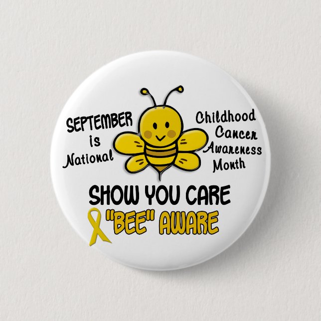 Kindheits-Krebs-Bewusstseins-Monats-Biene 1,1 Button (Vorderseite)