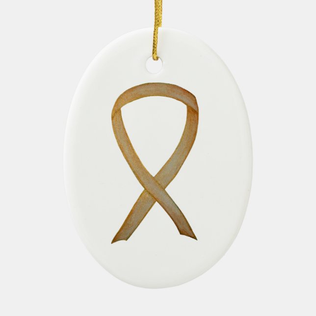 Kindheitskrebs Gold Awareness Ribbon Ornamente (Vorne)